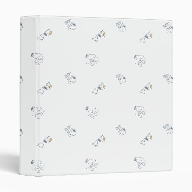 Peanuts | Snoopy & Woodstock Soft Gray Pattern 3 Ring Binder (Front/Spine)