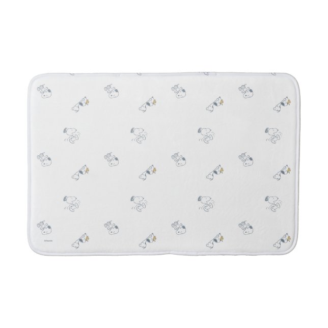 Peanuts | Snoopy & Woodstock Soft Gray Pattern Bath Mat (Front)