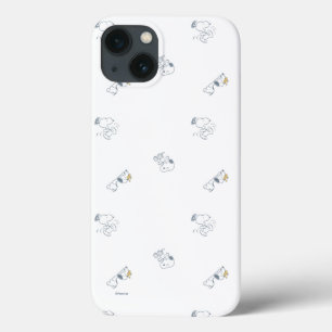 Peanuts   Snoopy & Woodstock Soft Gray Pattern iPhone 13 Case