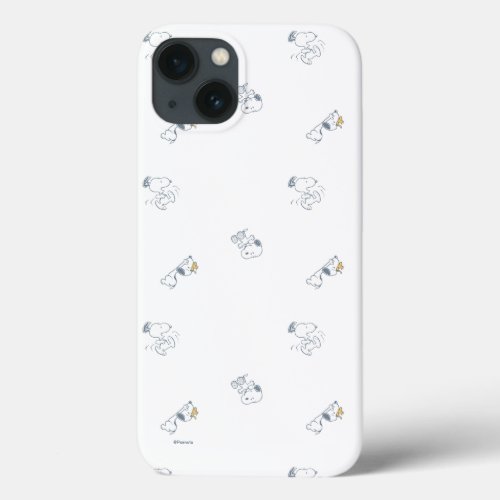 Peanuts  Snoopy  Woodstock Soft Gray Pattern iPhone 13 Case