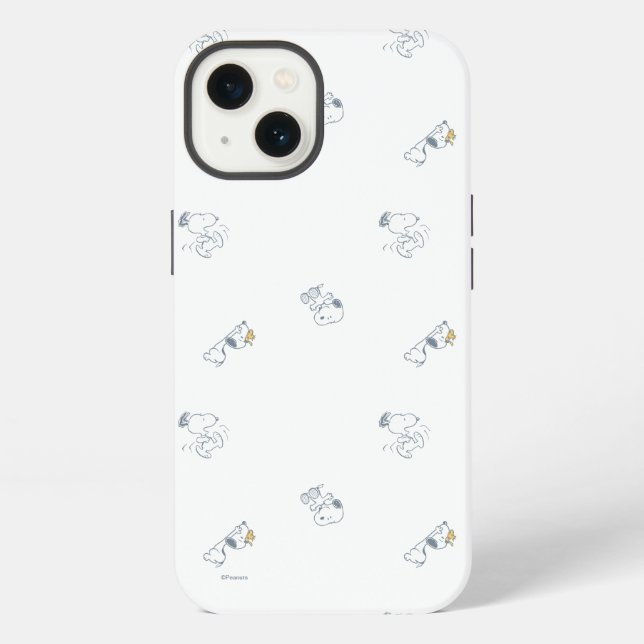 Peanuts | Snoopy & Woodstock Soft Gray Pattern Iphone Case (Back)