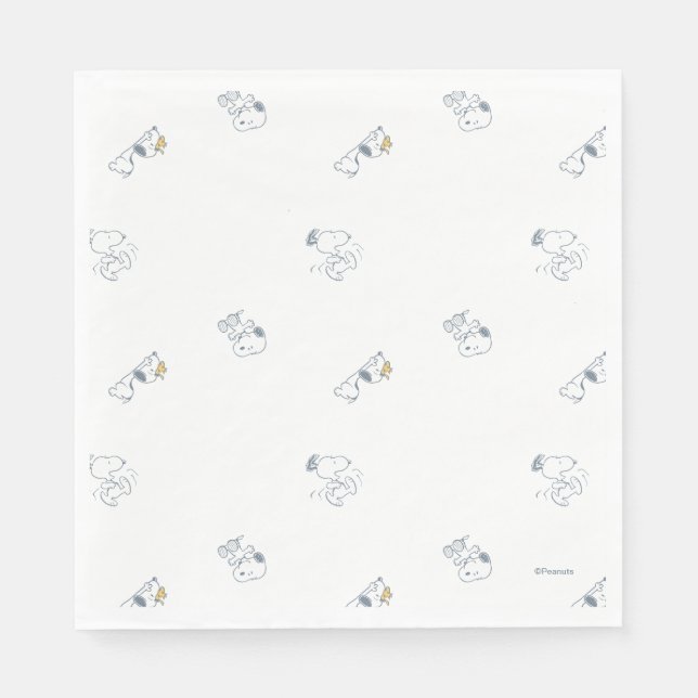 Peanuts | Snoopy & Woodstock Soft Gray Pattern Napkins (Front)