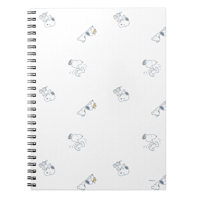 Peanuts | Snoopy & Woodstock Soft Gray Pattern Notebook (Front)