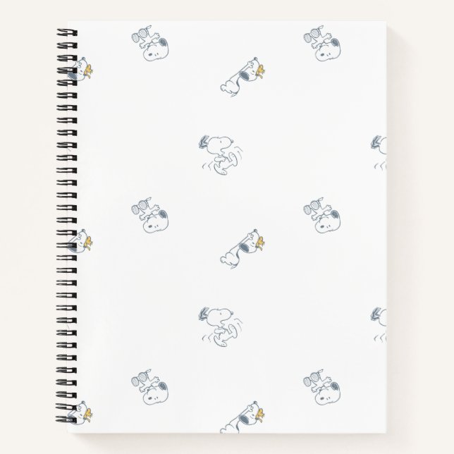 Peanuts | Snoopy & Woodstock Soft Gray Pattern Notebook (Front)