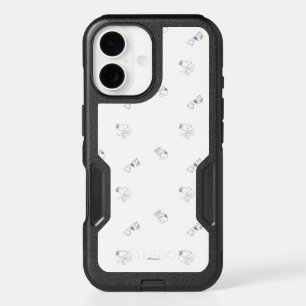 Peanuts   Snoopy & Woodstock Soft Gray Pattern iPhone 16 Case