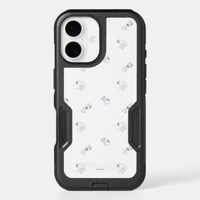 Peanuts | Snoopy & Woodstock Soft Gray Pattern Otterbox iPhone Case (Back)