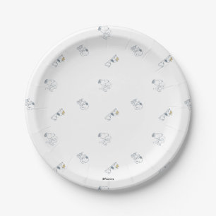 Peanuts   Snoopy & Woodstock Soft Gray Pattern Paper Plates