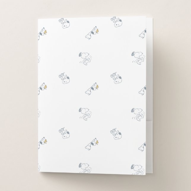 Peanuts | Snoopy & Woodstock Soft Gray Pattern Pocket Folder (Front)