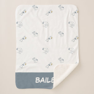 Peanuts   Snoopy & Woodstock Soft Gray Pattern Sherpa Blanket