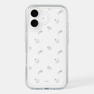 Peanuts   Snoopy & Woodstock Soft Gray Pattern iPhone 16 Case