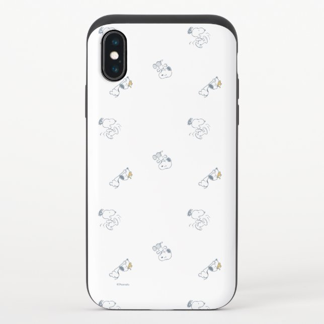 Peanuts | Snoopy & Woodstock Soft Gray Pattern Uncommon iPhone Case (Back)