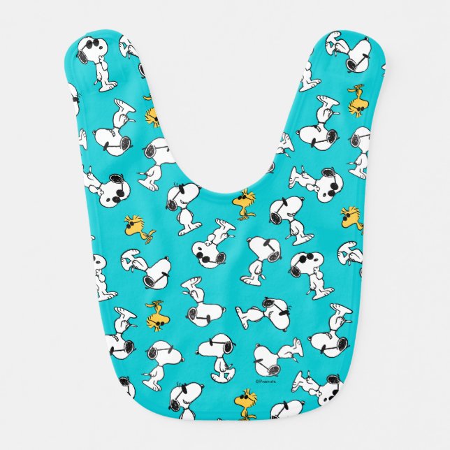 Peanuts | Snoopy & Woodstock Sunglasses Pattern Baby Bib (Front)