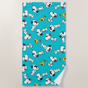 Peanuts Snoopy & Woodstock Sunglasses Pattern Beach Towel
