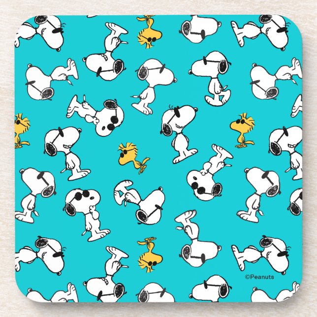 Peanuts | Snoopy & Woodstock Sunglasses Pattern Beverage Coaster (Front)