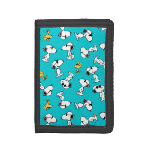 Peanuts Snoopy & Woodstock Sunglasses Pattern Tri-fold Wallet