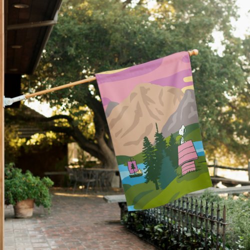 Peanuts  Snoopy  Woodstock The Great Outdoors House Flag