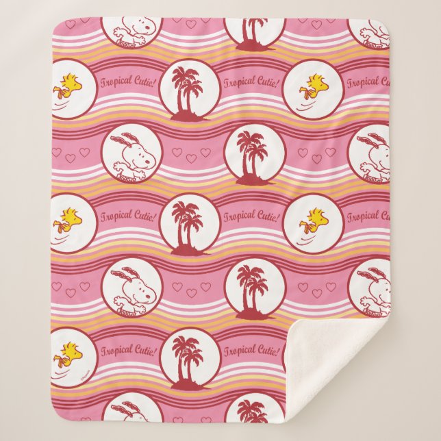 Peanuts | Snoopy & Woodstock Tropical Cutie Sherpa Blanket (Front)