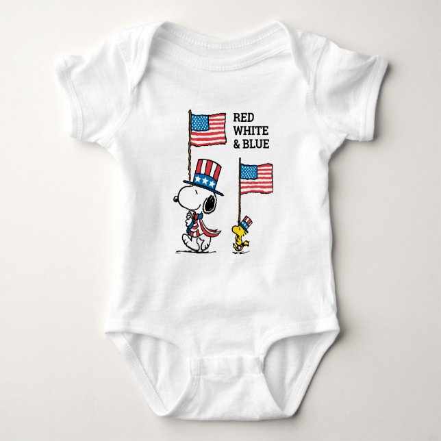 Peanuts | Snoopy & Woodstock Uncle Sams Baby Bodysuit (Front)