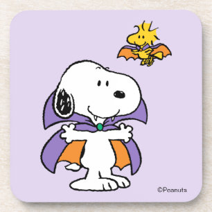 Peanuts Snoopy Woodstock Vampire Halloween Beverage Coaster