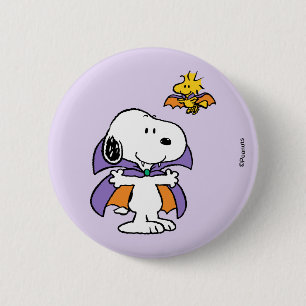 Peanuts Snoopy Woodstock Vampire Halloween Button