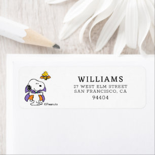 Peanuts Snoopy Woodstock Vampire Halloween Label