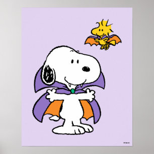 Peanuts Snoopy Woodstock Vampire Halloween Poster