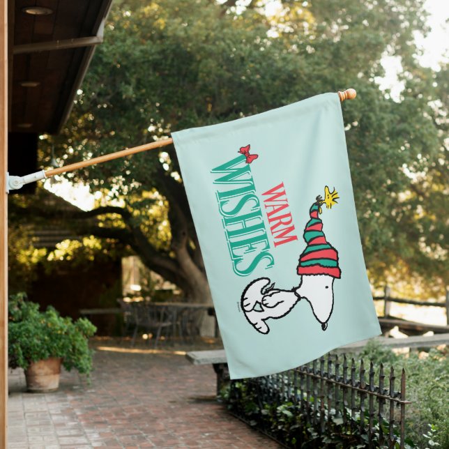 Peanuts | Snoopy & Woodstock Warm Wishes House Flag (In SItu)