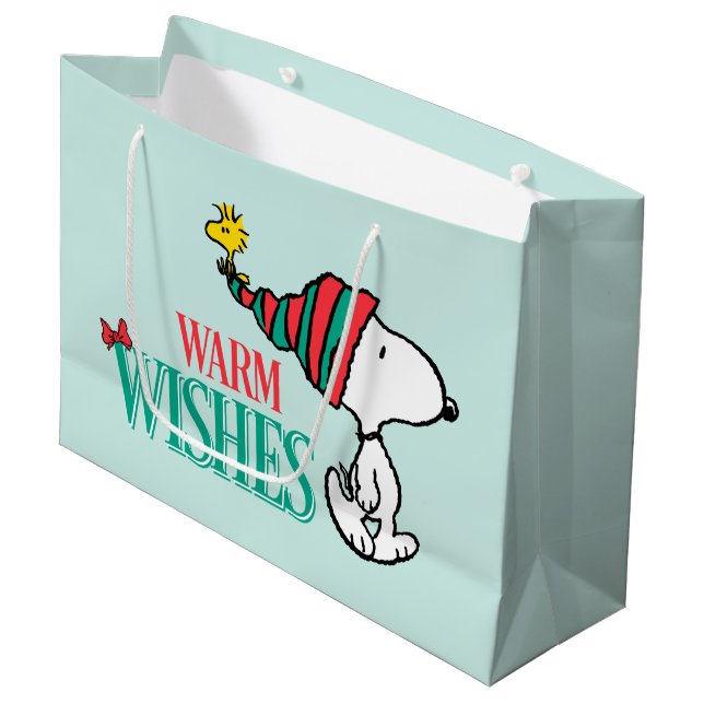 Peanuts | Snoopy & Woodstock Warm Wishes Large Gift Bag (Front Angled)