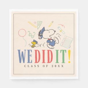 Peanuts Snoopy Woodstock We Did It Graduation Cap Napkins