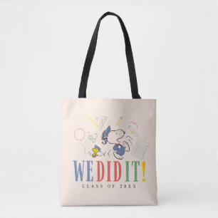 Peanuts Snoopy Woodstock We Did It Graduation Cap Tote Bag