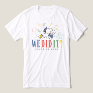 Peanuts Snoopy Woodstock We Did It Graduation Cap Tri-Blend Shirt