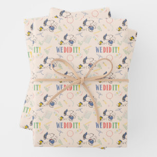 Peanuts Snoopy Woodstock We Did It Graduation Wrapping Paper Sheets
