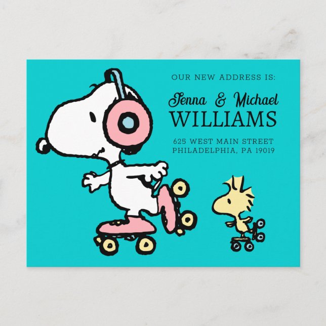 Peanuts | Snoopy & Woodstock | We Have Moved Postcard (Front)