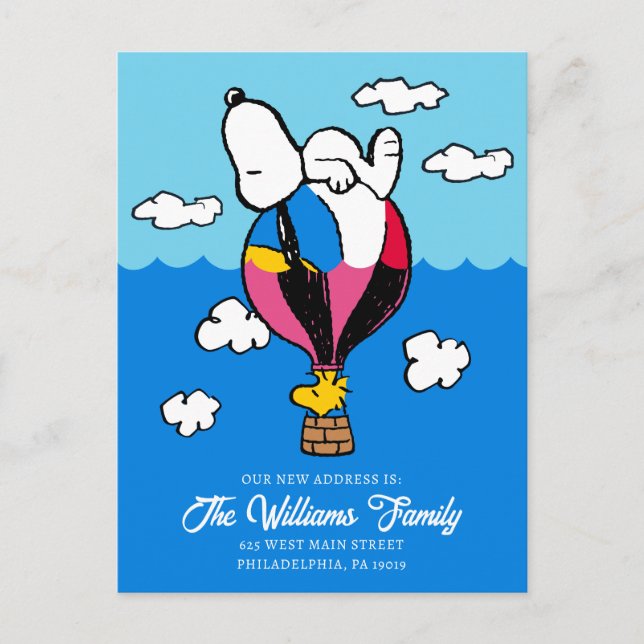 Peanuts | Snoopy & Woodstock | We Have Moved Postcard (Front)