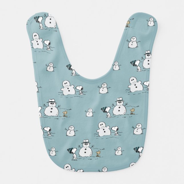 Peanuts | Snoopy & Woodstock Winter Break Pattern Baby Bib (Front)
