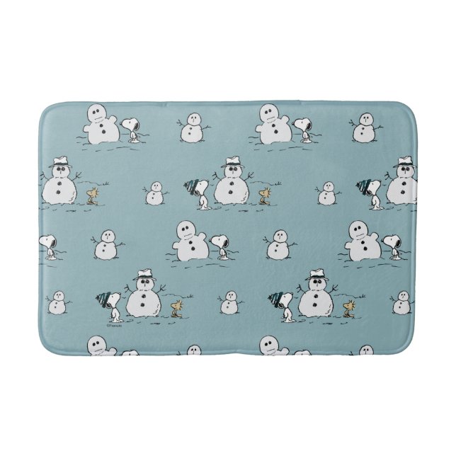 Peanuts | Snoopy & Woodstock Winter Break Pattern Bath Mat (Front)