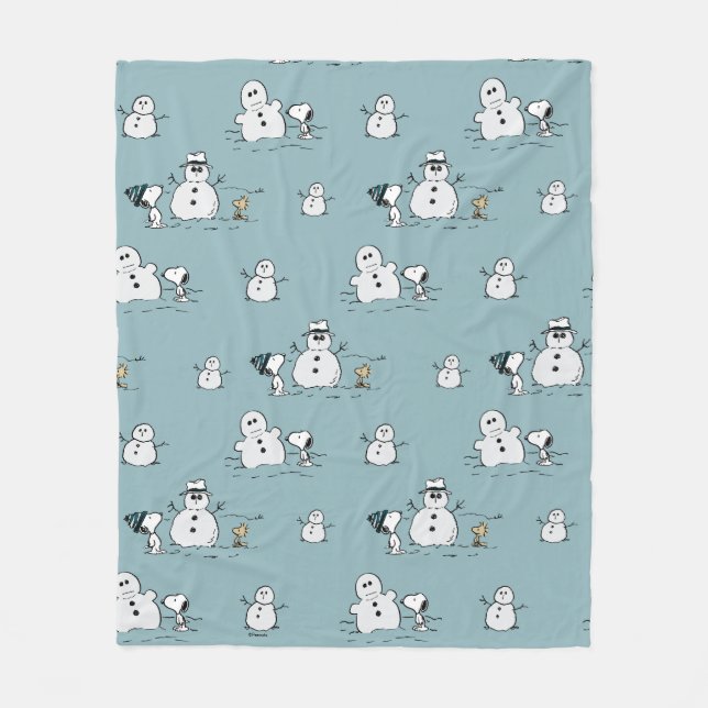 Peanuts | Snoopy & Woodstock Winter Break Pattern Fleece Blanket (Front)