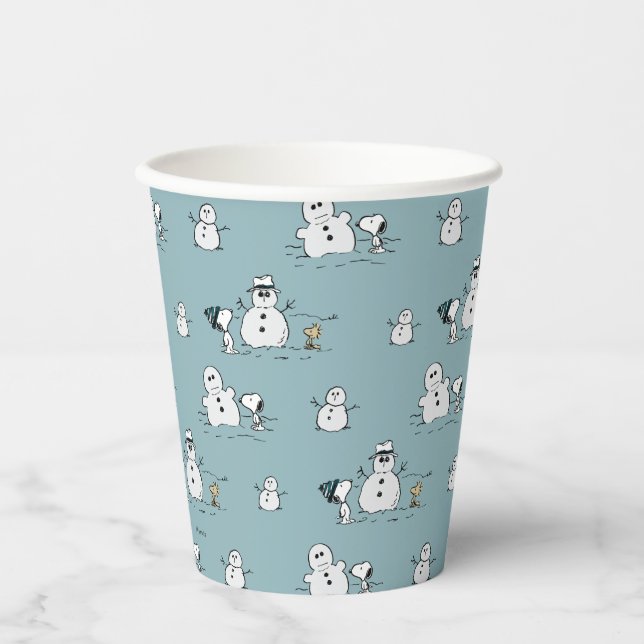 Peanuts | Snoopy & Woodstock Winter Break Pattern Paper Cups (Front)