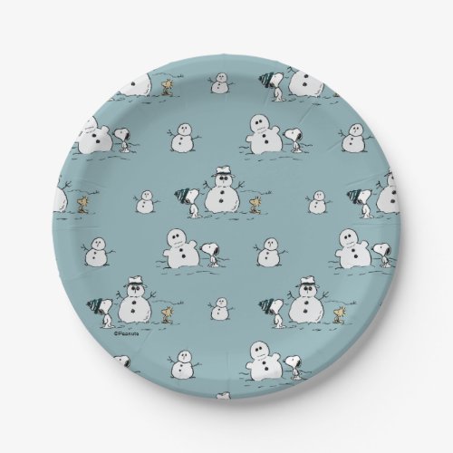 Peanuts  Snoopy  Woodstock Winter Break Pattern Paper Plates