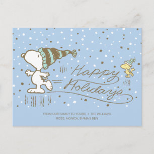 Peanuts   Snoopy & Woodstock Winter Skating Holiday Postcard