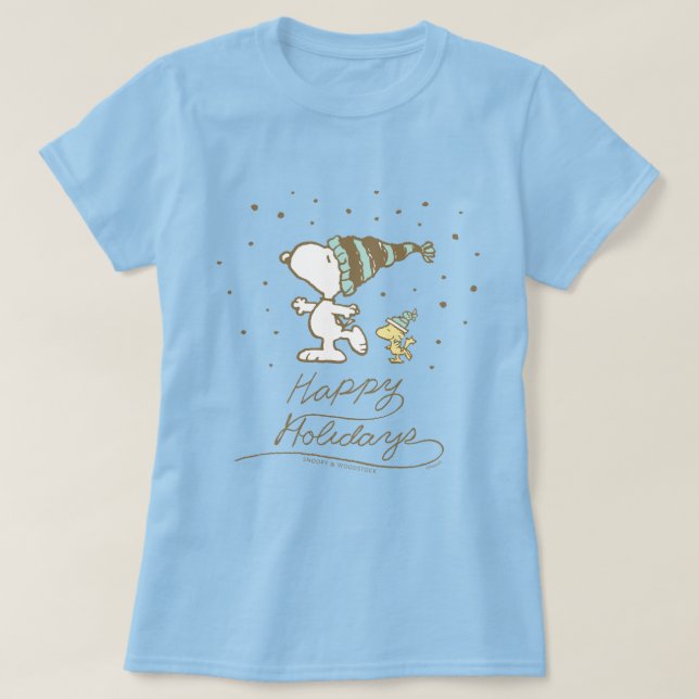 Peanuts | Snoopy & Woodstock Winter Skating T-Shirt (Design Front)