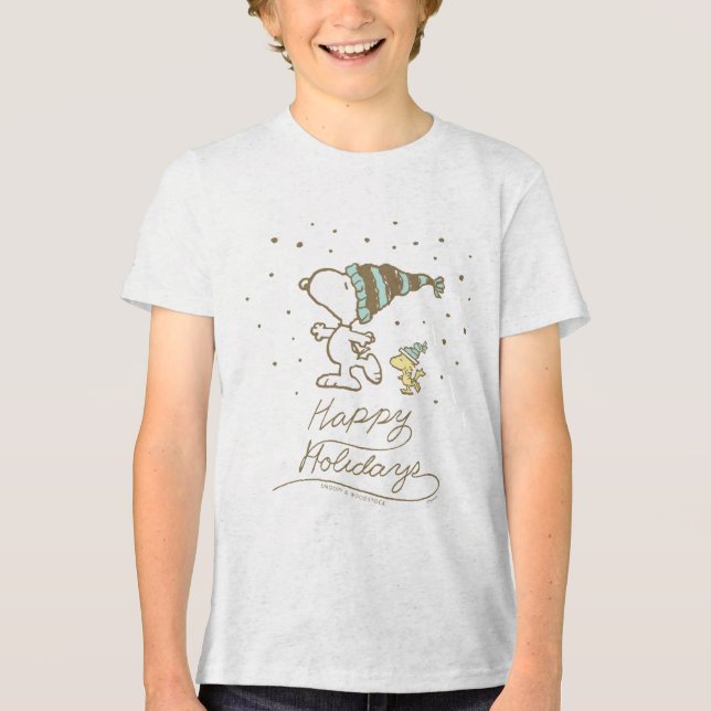 Peanuts | Snoopy & Woodstock Winter Skating Tri-Blend Shirt (Front)