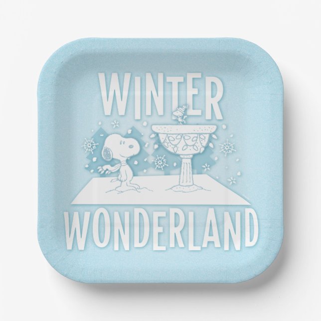 Peanuts | Snoopy & Woodstock Winter Wonderland Paper Plates (Front)