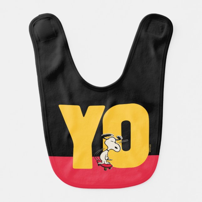 Peanuts | Snoopy YO Skateboard Baby Bib (Front)