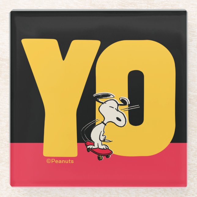 Peanuts | Snoopy YO Skateboard Glass Coaster (Front)