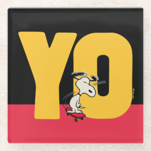 Peanuts   Snoopy YO Skateboard Glass Coaster