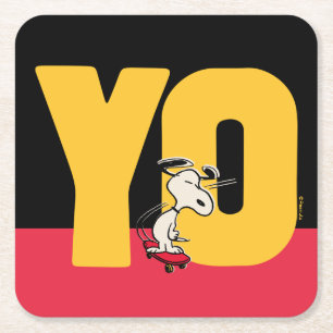 Peanuts Snoopy YO Skateboard Square Paper Coaster