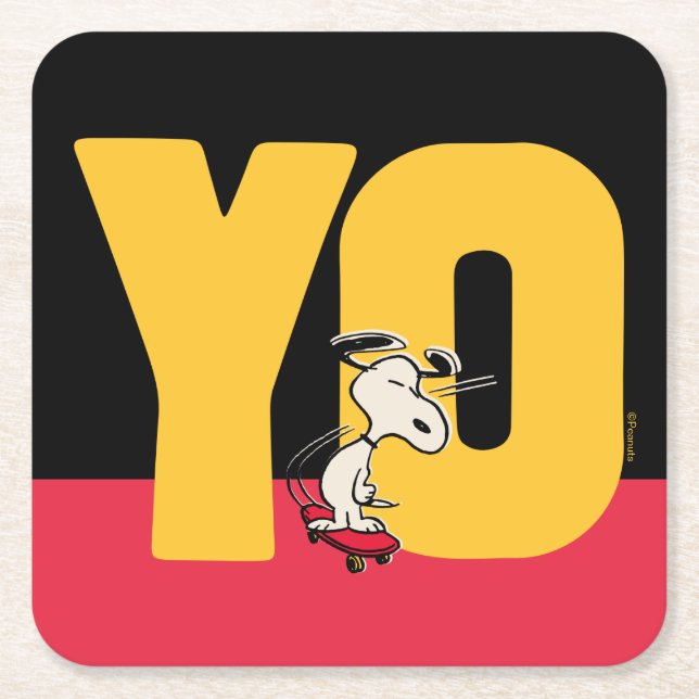 Peanuts | Snoopy YO Skateboard Square Paper Coaster (Front)