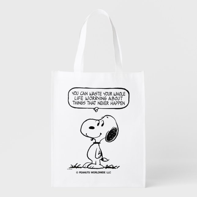 Peanuts | Snoopy You Can't Waist Your Whole Life Grocery Bag (Front)