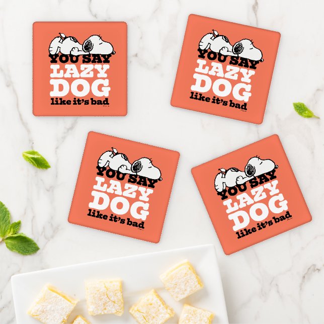 Peanuts | Snoopy You Say Lazy Dog Like It's Bad Coaster Set (In Situ)